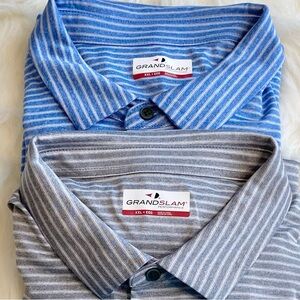 Grand Slam Men's Striped Polo Shirts 2 Pack